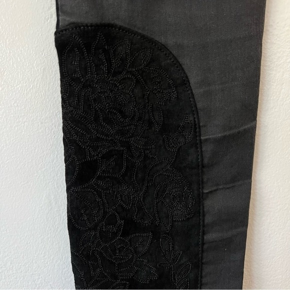 Rag & Bone Moto Style Leather Patch Dark Wash Skinny Jean - Picture 6 of 9